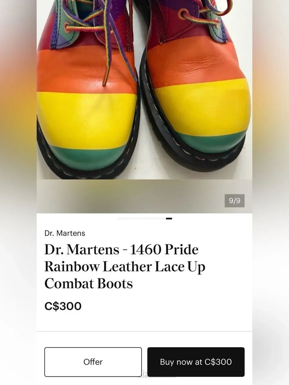 Dr. Martens 1460 Pride Multi Rainbow 🌈 Backhand Stripe 8-Eyelet Combat Boots - Picture 13 of 13